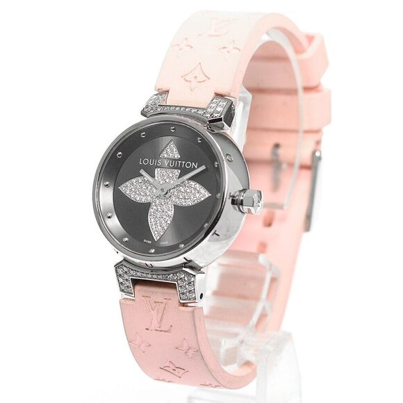LOUIS VUITTON Tambour Forever Q121F diamond gray Dial Quartz Ladies Watch - Picture 1 of 11